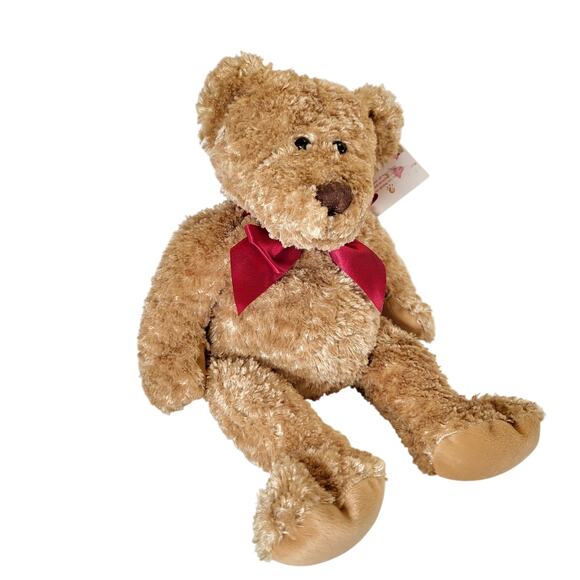 Avon Teddy Bear 100th Anniversary Plush 15" Brown Red Bow Stuffed Animal - Picture 1 of 12